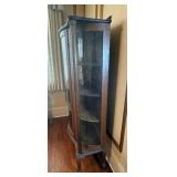 Antique Oak Curio Cabinet - Curved Glass Doors, Pillars Antique Oak Curio Cabinet - Curved Glass Doors, Pillars