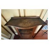 Antique Oak Curio Cabinet - Curved Glass Doors, Pillars Antique Oak Curio Cabinet - Curved Glass Doors, Pillars
