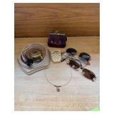 Aarikka Necklace, Sunglasses, Sewing Kit, Compact and Mirror Aarikka Necklace, Sunglasses, Sewing Kit, Compact and Mirror