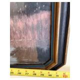 Framed Lakeside Landscape Art Print with Tall Trees by Water Framed Lakeside Landscape Art Print with Tall Trees by Water