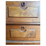 Antique 5 Drawer Wood Chest with Floating Mirror, 2 Small Upper Drawers Antique 5 Drawer Wood Chest with Floating Mirror, 2 Small Upper Drawers