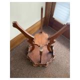 Oak Carved End Table with Scalloped Apron and Scroll Legs Oak Carved End Table with Scalloped Apron and Scroll Legs