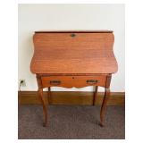 Oak Secretary Desk with Drop-Front Writing Surface & Interior Cubby Storage Oak Secretary Desk with Drop-Front Writing Surface & Interior Cubby Storage