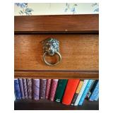 Oak Bookcase with Top Drawer Lion Head Pulls - Vintage 3-Shelf Cabinet *books NOT included Oak Bookcase with Top Drawer Lion Head Pulls - Vintage 3-Shelf Cabinet *books NOT included