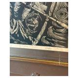 Marine Woodcut Print - Framed Sailboat in Rough Seas Marine Woodcut Print - Framed Sailboat in Rough Seas