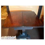 Dark Wood Pedestal Dining Table with Circular Ring Base Dark Wood Pedestal Dining Table with Circular Ring Base