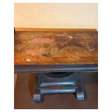 Dark Wood Pedestal Dining Table with Circular Ring Base Dark Wood Pedestal Dining Table with Circular Ring Base