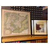 Antique Iberian Peninsula Map - Framed 19th Century Lithograph, Spain & Portugal Antique Iberian Peninsula Map - Framed 19th Century Lithograph, Spain & Portugal