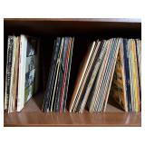 Vinyl Record Collection in Wood Cabinet Vinyl Record Collection in Wood Cabinet