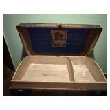 Trunk - Antique Floral-Pattern with Leather Straps & Iron Hardware Trunk - Antique Floral-Pattern with Leather Straps & Iron Hardware