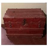 Steamer Trunk - Antique Red Wood with Iron Hardware Steamer Trunk - Antique Red Wood with Iron Hardware