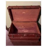 Steamer Trunk - Antique Red Wood with Iron Hardware Steamer Trunk - Antique Red Wood with Iron Hardware