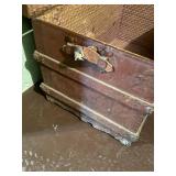 Steamer Trunk - Antique Red Wood with Iron Hardware Steamer Trunk - Antique Red Wood with Iron Hardware