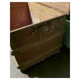 Steamer Trunk - Antique Red Wood with Iron Hardware Steamer Trunk - Antique Red Wood with Iron Hardware