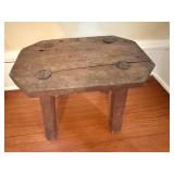 Rustic Wooden Stool with Thick Plank Top and Four Legs Rustic Wooden Stool with Thick Plank Top and Four Legs