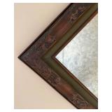 Ornate Wall Mirrors - Diamond-Shaped & Rectangular With Gold Bead Frames (Lot of 2) Ornate Wall Mirrors - Diamond-Shaped & Rectangular With Gold Bead Frames (Lot of 2)