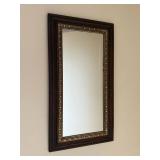 Ornate Wall Mirrors - Diamond-Shaped & Rectangular With Gold Bead Frames (Lot of 2) Ornate Wall Mirrors - Diamond-Shaped & Rectangular With Gold Bead Frames (Lot of 2)