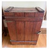 Vintage Wooden Storage Chest with Heavy Iron Hinges Vintage Wooden Storage Chest with Heavy Iron Hinges