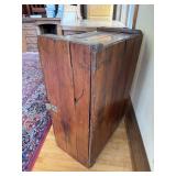 Vintage Wooden Storage Chest with Heavy Iron Hinges Vintage Wooden Storage Chest with Heavy Iron Hinges