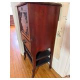 Vintage Carved Wood Cabinet with Drawer and Open Shelves Vintage Carved Wood Cabinet with Drawer and Open Shelves