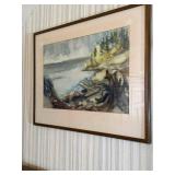Molder Framed Coastal Landscape Print - 1970 Molder Framed Coastal Landscape Print - 1970