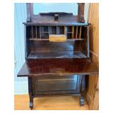 Antique Secretary Desk with Drop-Front Writing Surface, Pigeonholes & Glass Door Bookcase Antique Secretary Desk with Drop-Front Writing Surface, Pigeonholes & Glass Door Bookcase
