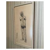 Original Ink Figure Sketch - Signed Framed Figure Study Original Ink Figure Sketch - Signed Framed Figure Study