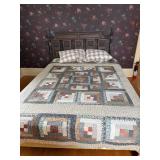 Dark Wood Bed with Carved Headboard - Vintage Style Bedroom Furniture Dark Wood Bed with Carved Headboard - Vintage Style Bedroom Furniture