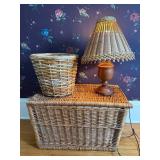 Rectangular Wicker Storage Trunk - Lift-Top Lid, Basket & Lamp Rectangular Wicker Storage Trunk - Lift-Top Lid, Basket & Lamp