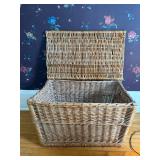 Rectangular Wicker Storage Trunk - Lift-Top Lid, Basket & Lamp Rectangular Wicker Storage Trunk - Lift-Top Lid, Basket & Lamp