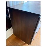 Dark Wood Six-Drawer Dresser with Brass Ring Pulls - Vintage Bedroom Furniture Dark Wood Six-Drawer Dresser with Brass Ring Pulls - Vintage Bedroom Furniture