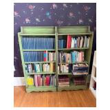 Pair of Green Painted Wood Bookcases - *books NOT included Pair of Green Painted Wood Bookcases - *books NOT included