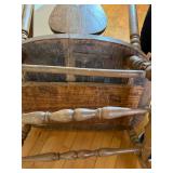 Vintage Wooden Rocking Chair with Carved Back and Upholstered Seat Vintage Wooden Rocking Chair with Carved Back and Upholstered Seat