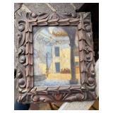 Carved Wood Picture Frame with Painting - Rustic Ceramic Pot - Metal Lantern - Bird Nest Display Carved Wood Picture Frame with Painting - Rustic Ceramic Pot - Metal Lantern - Bird Nest Display