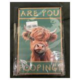 Cow Sign - Are You Pooping? Humorous Rustic Wall Decor with Rope Hanger Cow Sign - Are You Pooping? Humorous Rustic Wall Decor with Rope Hanger