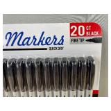 20 Pack of Permanent Black Markers - Brand New