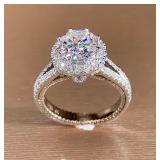 2 Carat Moissanite Silver Plated Engagement Promise Ring, Size 9 - Brand New