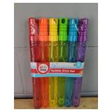 Play Day Bubble Stick Sets (Lot of 2) - 6 Pieces Each, Colorful Bubble Sticks - Brand New *P
