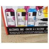 Marabu Alcohol Ink Kit - 3 Ink Bottles & Permanent Marker & Special Paper - Brand New *P
