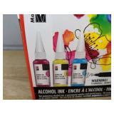 Marabu Alcohol Ink Kit - 3 Ink Bottles & Permanent Marker & Special Paper - Brand New *P