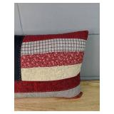 Patchwork Throw Pillow - Navy Denim Field with Cream Star Applique *P