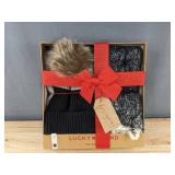 Lucky Brand Scarf & Hat Set Grey and Black - Brand New
