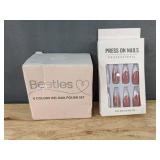 Beetles 6 Gel Nail Polish Set & Press On Nails - Brand New