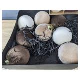 18 Velvet Decorative Ball Ornaments and 15 Rustic Ball Ornaments - Brand New