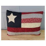 Patchwork Throw Pillow - Navy Denim Field with Cream Star Applique *P