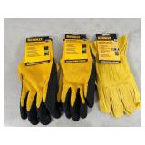 New Dewalt Leather Gloves and Coated Gripper Work Gloves - Size XL New Dewalt Leather Gloves and Coated Gripper Work Gloves - Size XL
