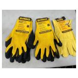 New Dewalt Leather Gloves and Coated Gripper Work Gloves - Size Large New Dewalt Leather Gloves and Coated Gripper Work Gloves - Size Large