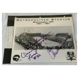 Chuck Foreman, Bill Brown, and Oscar Reed Autographed Metropolitan Stadium Minnesota Vikings Photo