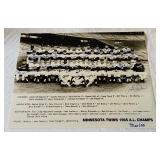 1965 Minnesota Twins AL Champs Team Signed 16x10" Photo Only 100 Exist! - Versalles, Killebrew, Oliva, Perry, Mudcat, Mele - 22 Total Autographs, RARE!