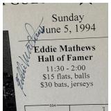 Eddie Mathews, Al Kaline, and George Kell Autographed 18x24" Foam Board Poster From 1994 Maplewood Card Convention